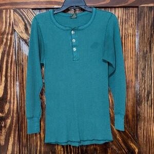Green Long Sleeve Vintage Henley Shirt